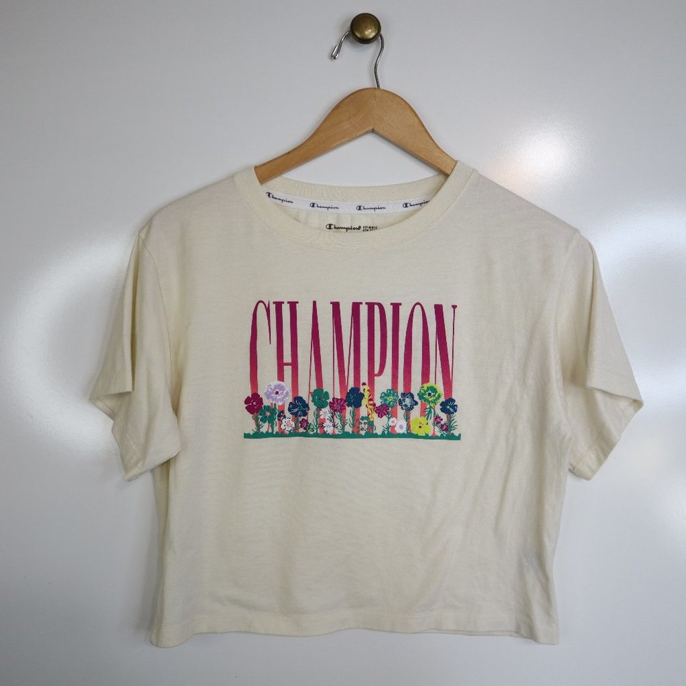 Champion Floral Yellow Over Sized Crop Top XS